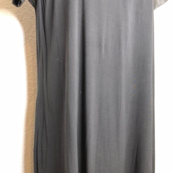 Ronen Chen black faux leather top shift midi dress size 4 or US 12 - Picture 3 of 14